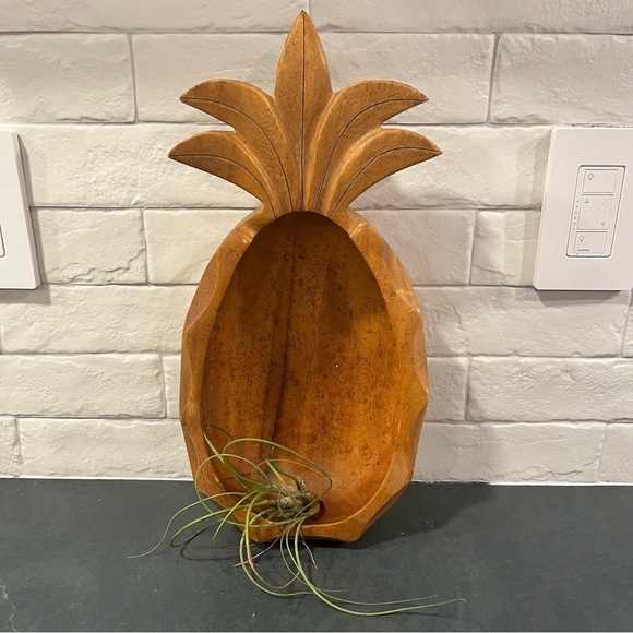 Wooden pineapple carved bowl planter vintage MCM - Picture 1 of 16